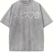 Baseball Tis the Season Baseball Mom Baseball Game Day Vintage Washed T-Shirt in Gray