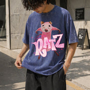 Ratz Meme Rat Vintage Washed T-Shirt in Blue
