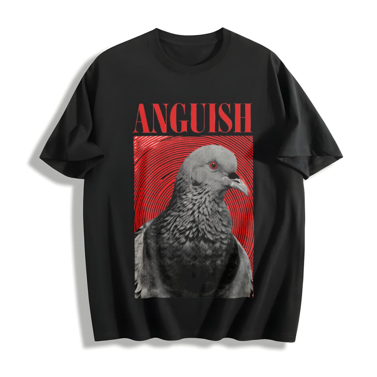 Anguish Bird Retro Cotton T-Shirt in Black