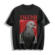 Anguish Bird Retro Cotton T-Shirt in Black