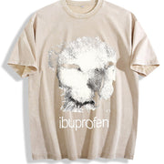 For Formal Urban Distressed Enthusiasts Vintage Washed T-Shirt in Beige