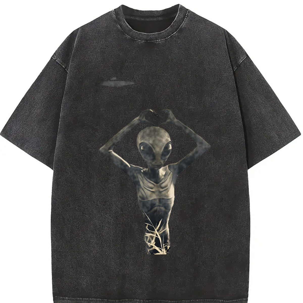 Y2K UFO Vintage Washed T-Shirt in Black