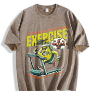 A Fit Pear Is a Happy Pear Exercise Vintage Washed T-Shirt in Brown