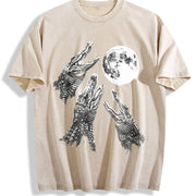 Alligator Moon Pepper Vintage Washed T-Shirt in Beige
