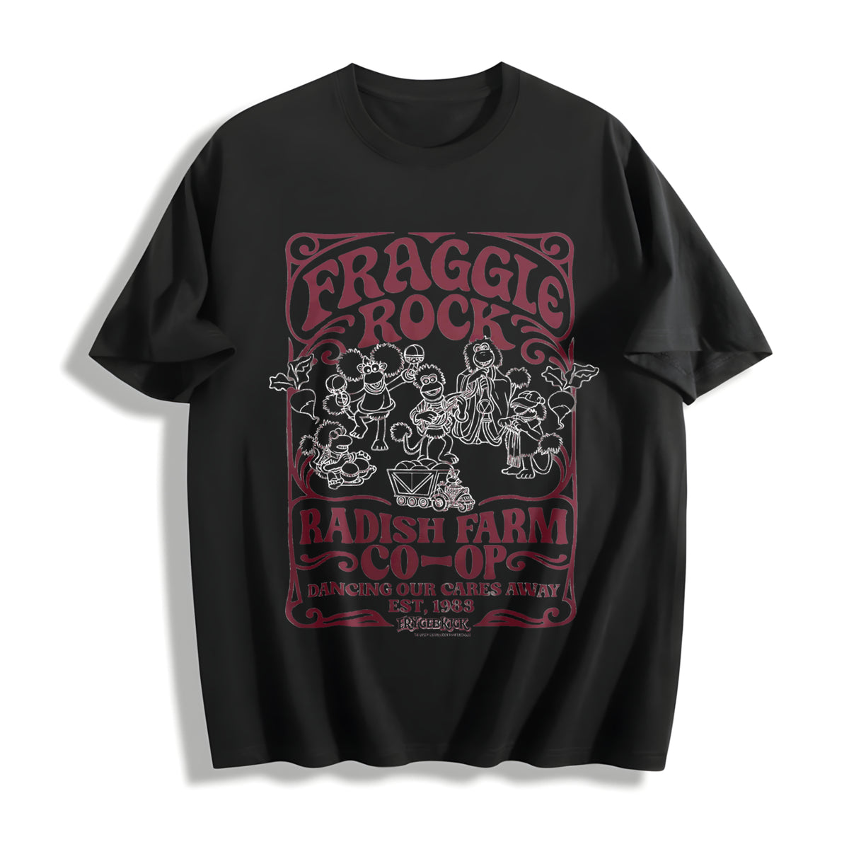 Fraggle Rock Radish Farm Cotton T-Shirt in Black
