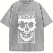 And Fashionable Eye-catching and Patterns Vintage Washed T-Shirt in Gray