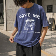 Give Me Your Social Capybara Vintage Washed T-Shirt in Blue