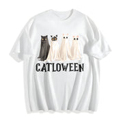 Catloween Cat Costume Cotton T-Shirt in White
