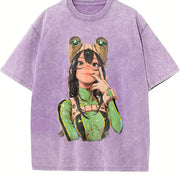 Tsuyu Asui My Hero Academia Anime Manga vintage washed oversized T-shirt in Purple