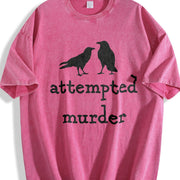 Bird Attempted Murder Crow Vintage Washed T-Shirt in Red