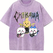Novelty Chiikawa Pure Rock vintage washed oversized T-shirt in Purple