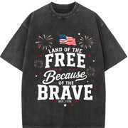 Land of the Free Because of the Brave Vintage Washed T-Shirt in Black