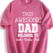This Awesome Dad Belongs Vintage Washed T-Shirt in Red