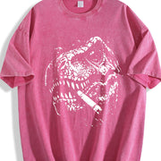 T Rex Smoke Y2k 90s Vintage Washed T-Shirt in Red