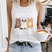 People Think I'm Crazy Because I Talk to My Cats What Am I Women's Color Cotton Tank Top in White