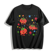 Cute Tomato Party Batik Brand Cotton T-Shirt in Black