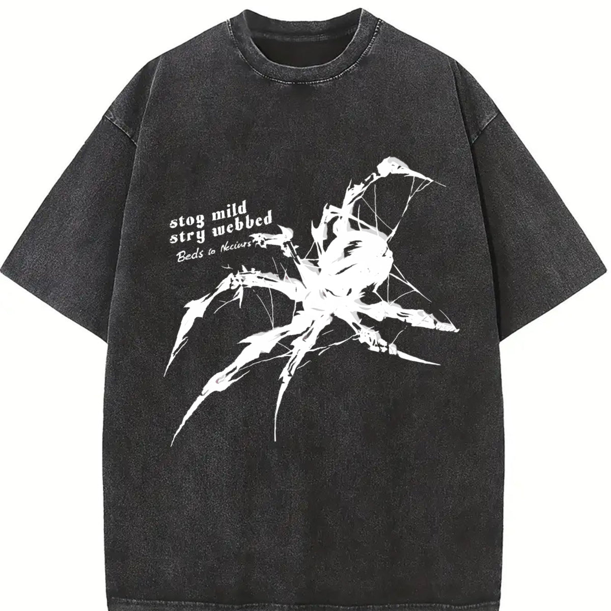 Stay Wild Spider Vintage Washed T-Shirt in Black