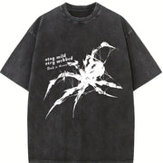 Stay Wild Spider Vintage Washed T-Shirt in Black