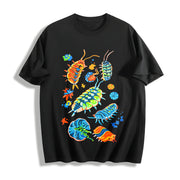 Colorful Insects Cotton T-Shirt in Black