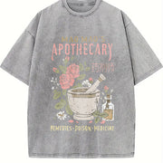 Cute Apothecary Poisons Soft Kawaii Japanese vintage washed oversized T-shirt in Gray