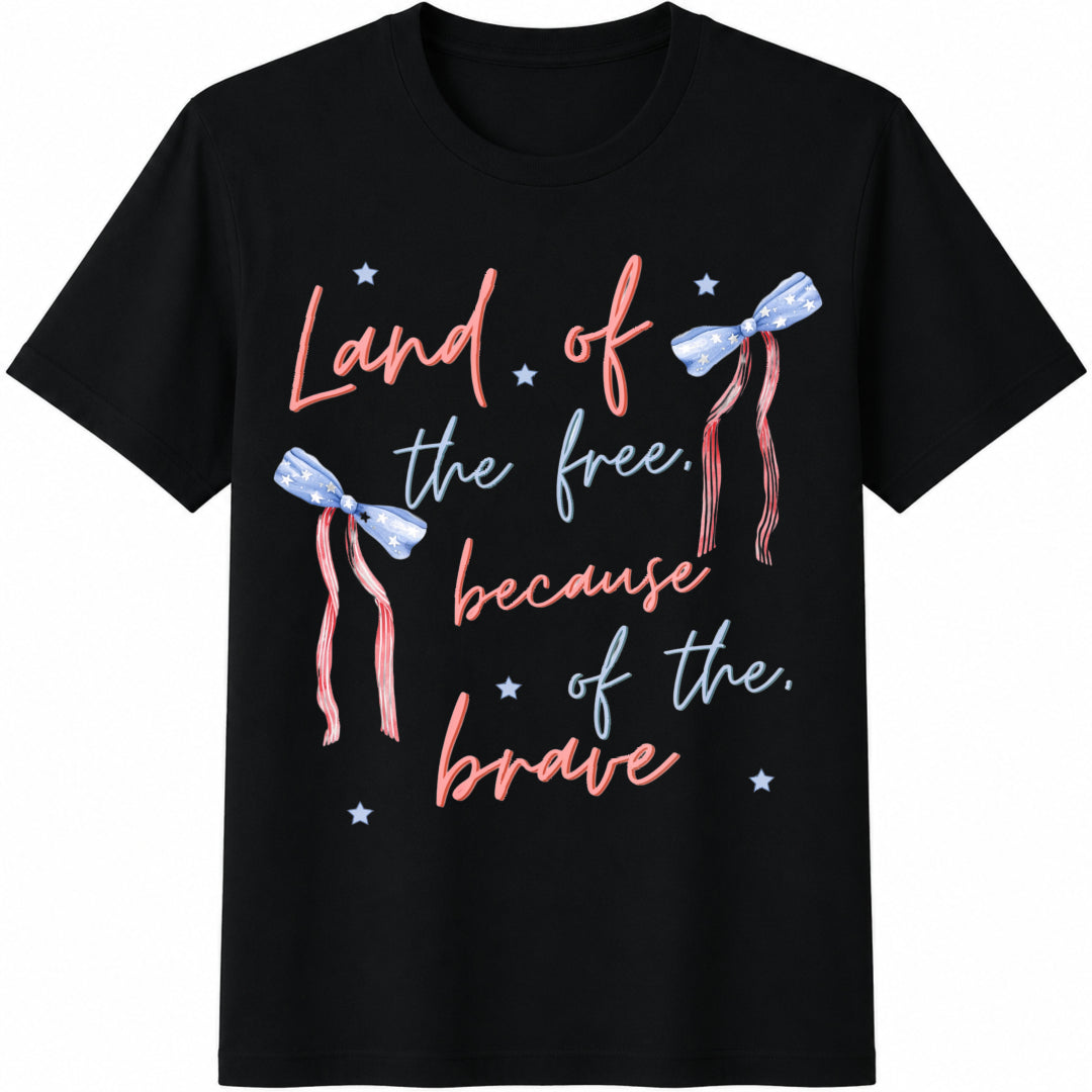 Coquette America Land of the Free Because of the Brave PNG Cotton T-Shirt in Black