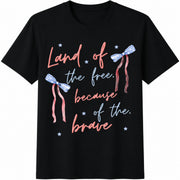 Coquette America Land of the Free Because of the Brave PNG Cotton T-Shirt in Black