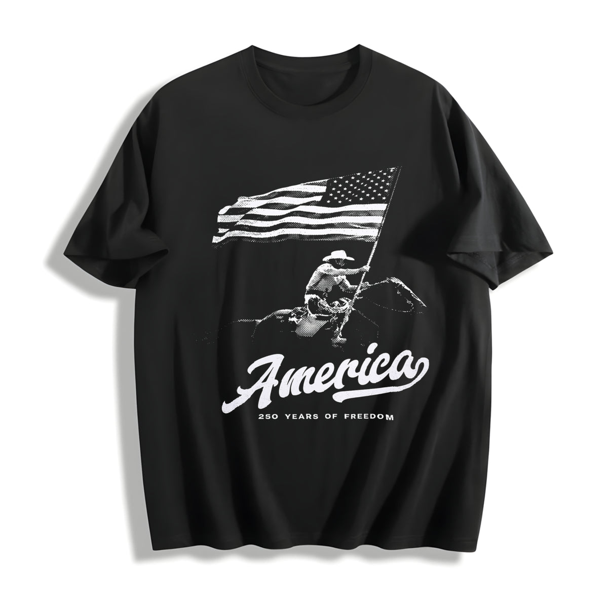 America 250th Anniversary Cotton T-Shirt in Black