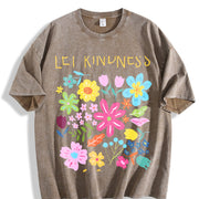 Let Kindness Bloom Vintage Washed T-Shirt in Brown