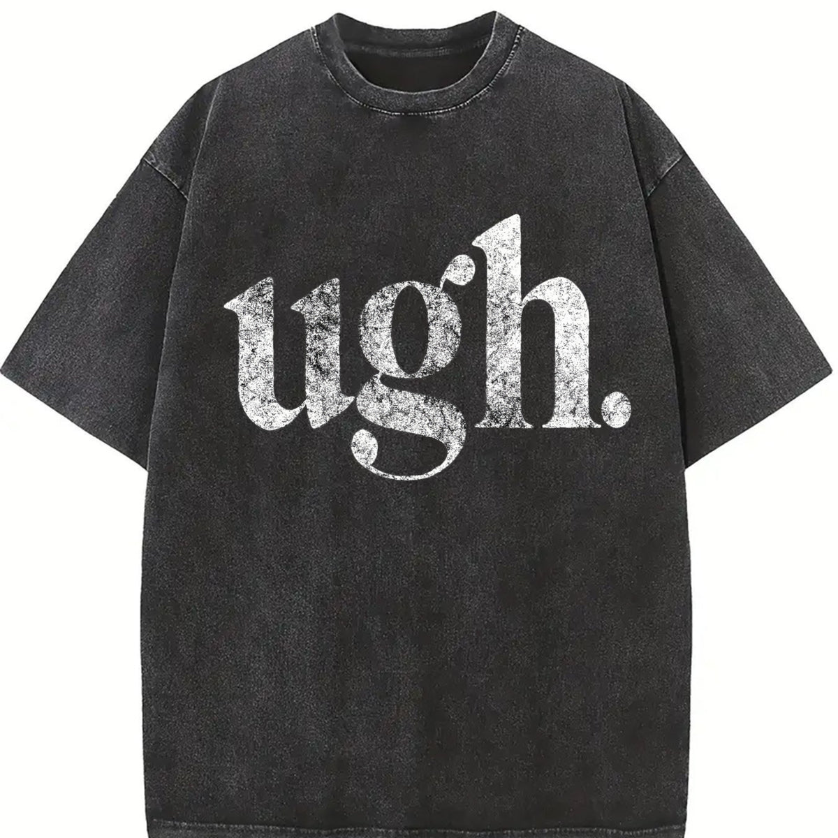 Ugh. Sarcastic Eye Roll Novelty Cute Ladies Introvert Vintage Washed T-Shirt in Black