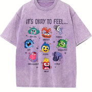 Insidee Out It's Okay to Feel All the Feels Vintage Washed T-Shirt in Purple