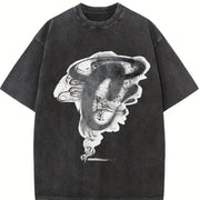 Abstract Pure Vintage Washed T-Shirt in Black