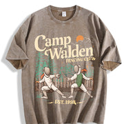 Camp Walden Fencing Club Vintage Washed T-Shirt in Brown
