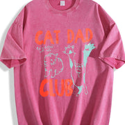 ® Cat Dad Club Back Cat Lover vintage washed oversized T-shirt in Red