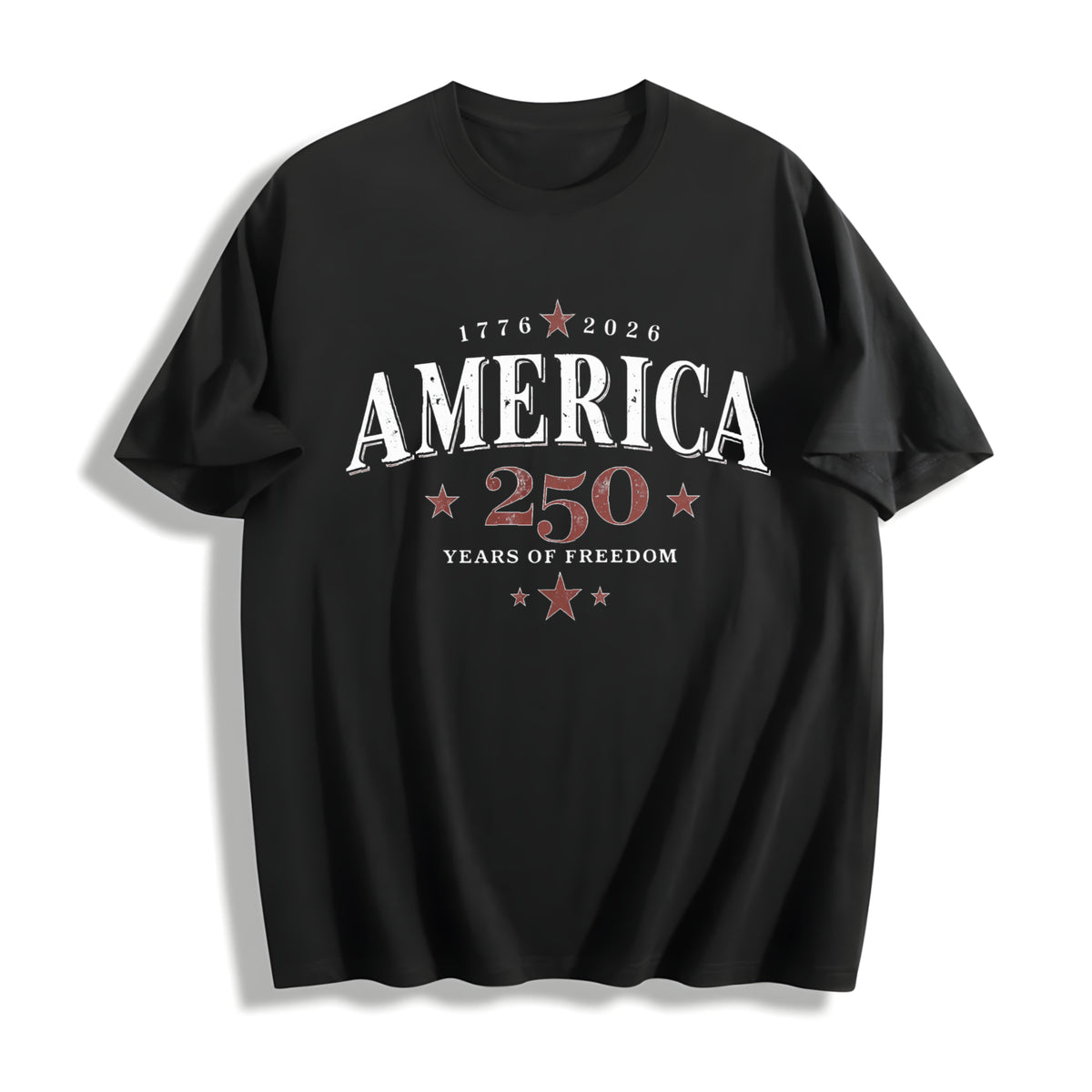 250th America Anniversary Cotton T-Shirt in Black