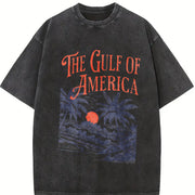 The Gulf of America Coastal Scene vintage washed oversized T-shirt in Black