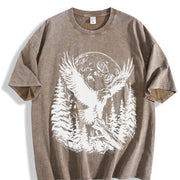 Retro 90s Eagle Moon Vintage Washed T-Shirt in Brown