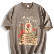 Retro Belle's Book Club Vintage Washed T-Shirt in Brown