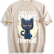 99 Percent Chance I Don't Care Vintage Washed T-Shirt in Beige