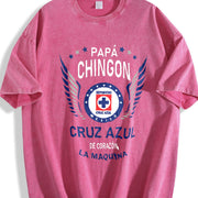 Papa Chingon Cruz Azul Soccer Vintage Washed T-Shirt in Red