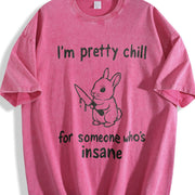 Retro Sarcastic Rabbit 90s Vintage Washed T-Shirt in Red