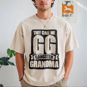 They Call Me GG Gangster Grandma Vintage Washed T-Shirt in Beige