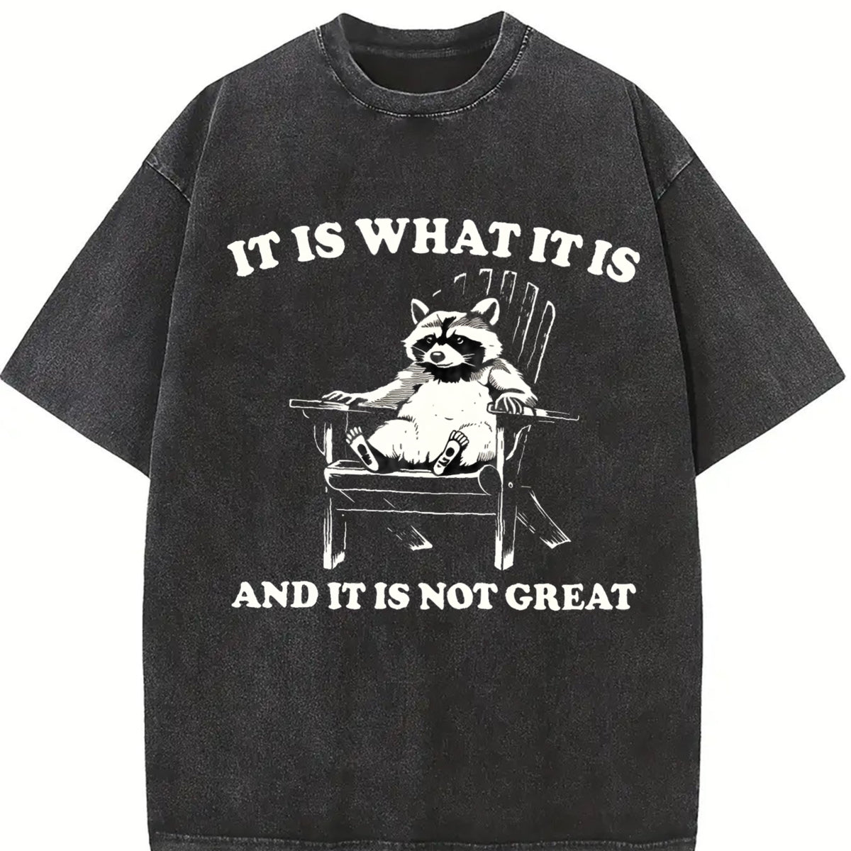Squirrel Meme Wax Thick Vintage Washed T-Shirt in Black