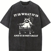 Squirrel Meme Wax Thick Vintage Washed T-Shirt in Black