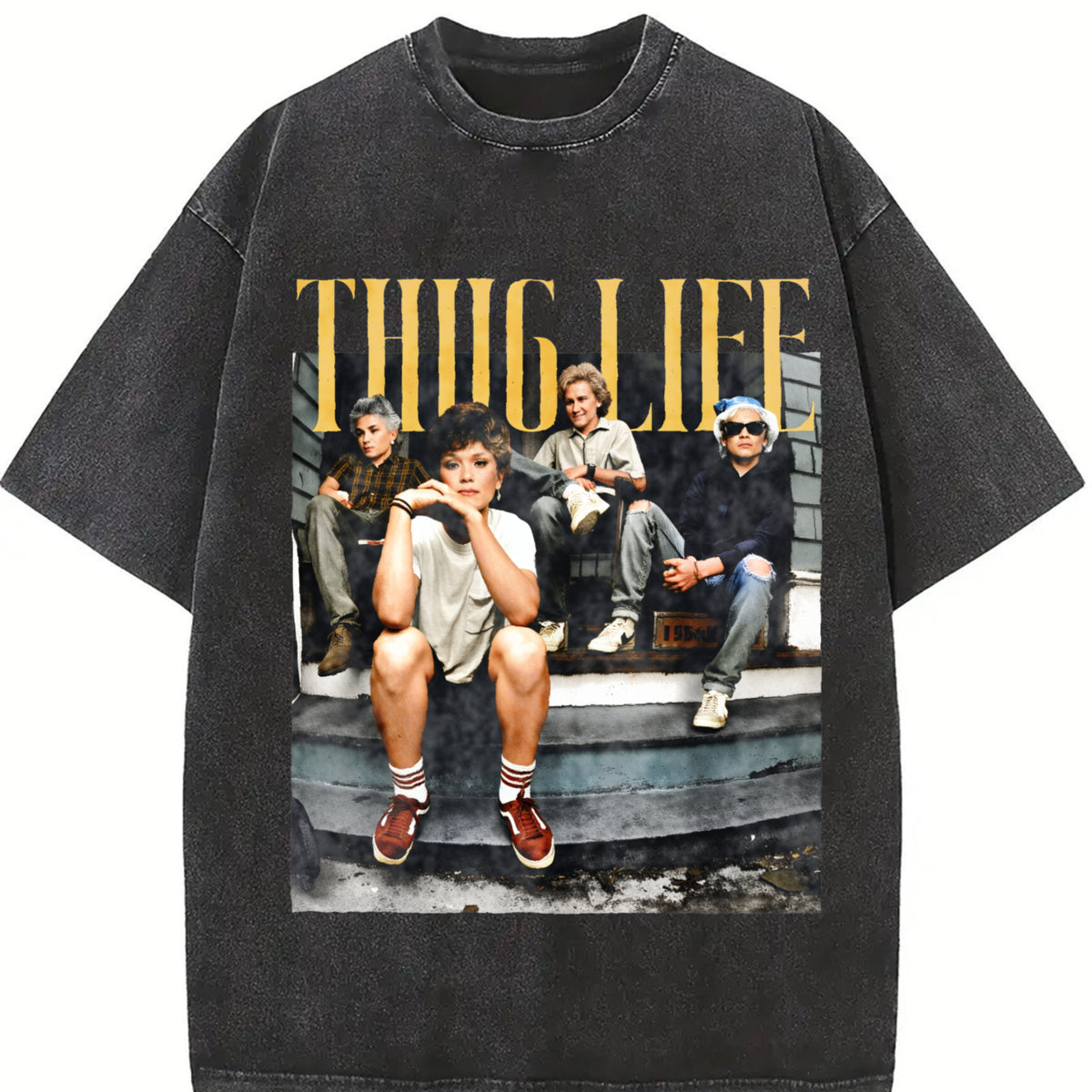 Golden Girls Thug Life Vintage Washed T-Shirt in Black