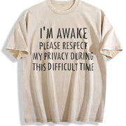 Premium I'm Awake Vintage Washed T-Shirt in Beige
