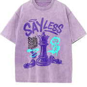 Retro Purple Grape Team Street Hip-hop Vintage Washed T-Shirt in Purple
