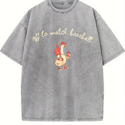 Off to Watch Baseball Goose Vintage Washed T-Shirt in Gray