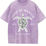 Gulf of Mexico Stay Salty & Resist Vintage Washed T-Shirt in Purple