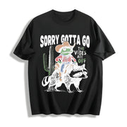 Sorry Gotta Go Frog Cowboy Cotton T-Shirt in Black