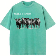 Thank a Farmer vintage washed oversized T-shirt in Blue